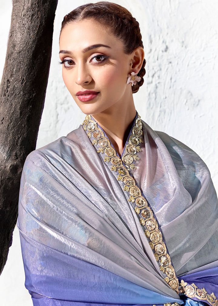 Buy Now Cobalt Blue Embroidered Designer Wedding Saree Online in US, UK, Canada, France, Germany, Denmark, Sweden, Italy, Greece, UAE &amp; Worldwide at Empress.