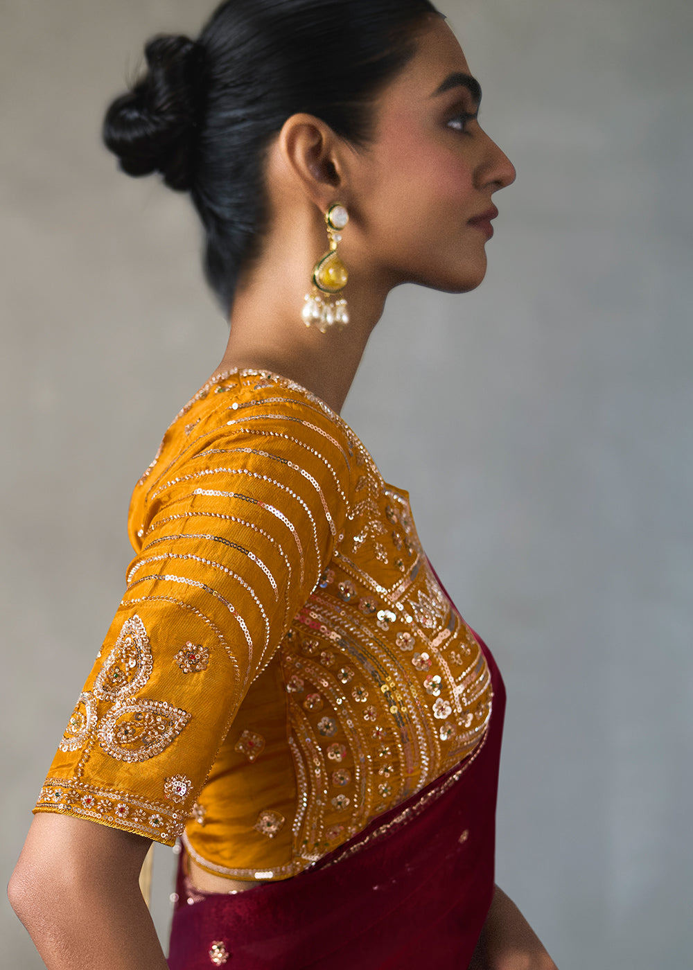 Buy Now Maroon Traditional Border Detailing Designer Saree Online in US, UK, Canada, France, Germany, Denmark, Sweden, Australia &amp; Worldwide at Empress.