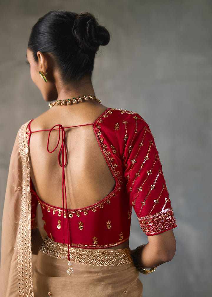 Buy Now Beige Traditional Border Detailing Designer Saree Online in US, UK, Canada, France, Germany, Denmark, Sweden, Australia, UAE &amp; Worldwide at Empress.