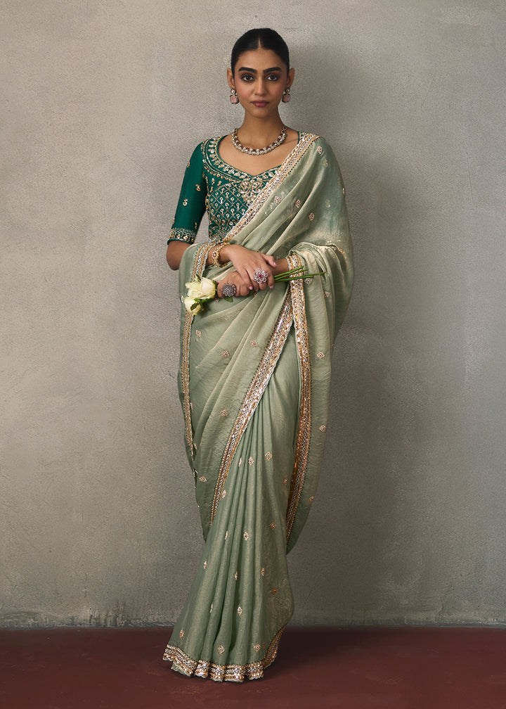 Buy Now Mint Green Traditional Border Detailing Designer Saree Online in US, UK, Canada, France, Germany, Denmark, Sweden, Australia, UAE &amp; Worldwide at Empress.