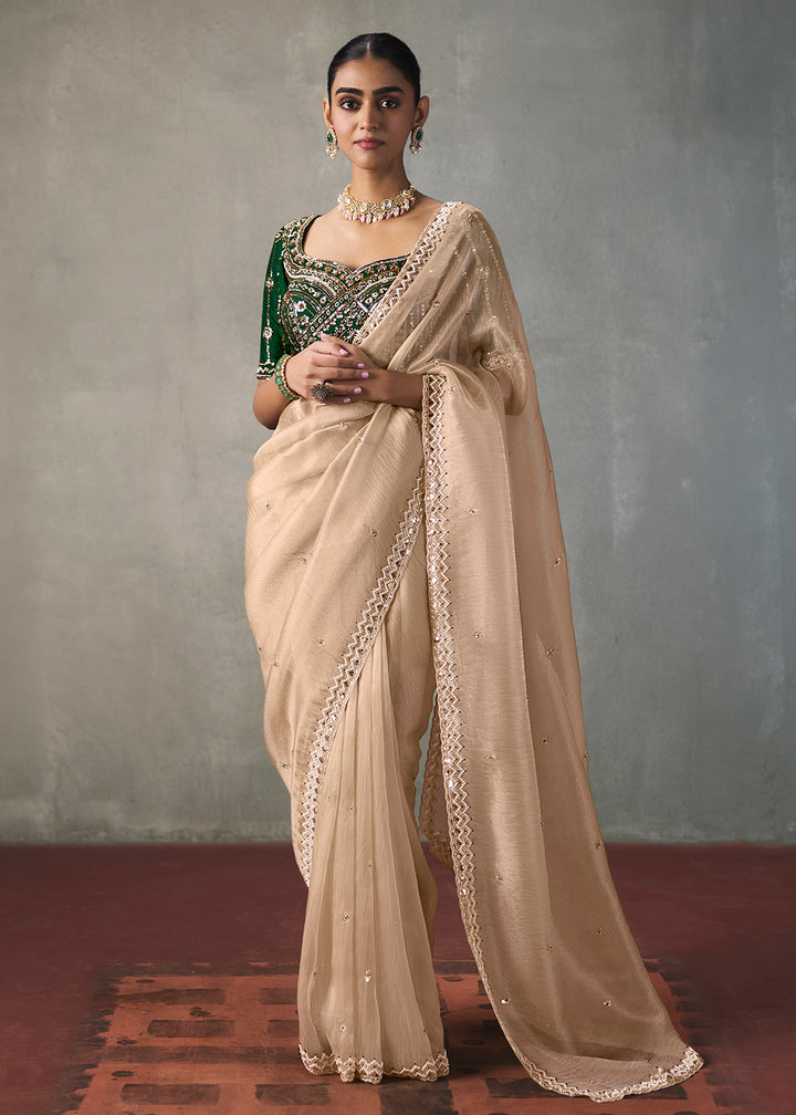 Buy Now Beigey Traditional Border Detailing Designer Saree Online in US, UK, Canada, France, Germany, Denmark, Sweden, Australia, UAE &amp; Worldwide at Empress.