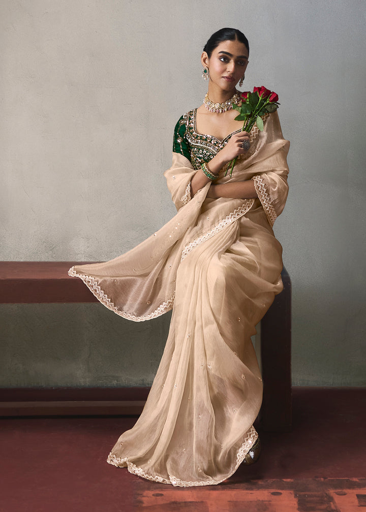 Buy Now Beigey Traditional Border Detailing Designer Saree Online in US, UK, Canada, France, Germany, Denmark, Sweden, Australia, UAE &amp; Worldwide at Empress.