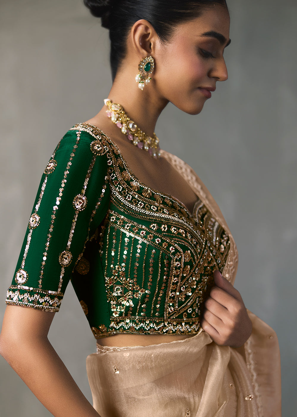 Buy Now Beigey Traditional Border Detailing Designer Saree Online in US, UK, Canada, France, Germany, Denmark, Sweden, Australia, UAE &amp; Worldwide at Empress.