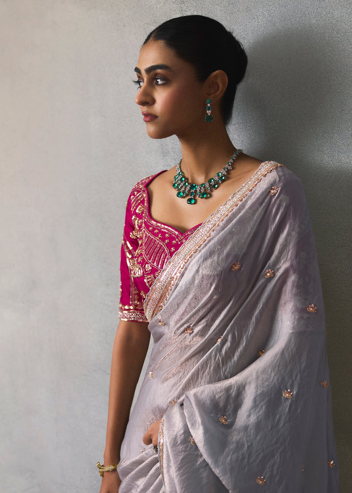 Buy Now Lavender Traditional Border Detailing Designer Saree Online in US, UK, Canada, France, Germany, Denmark, Sweden, Australia, UAE &amp; Worldwide at Empress.