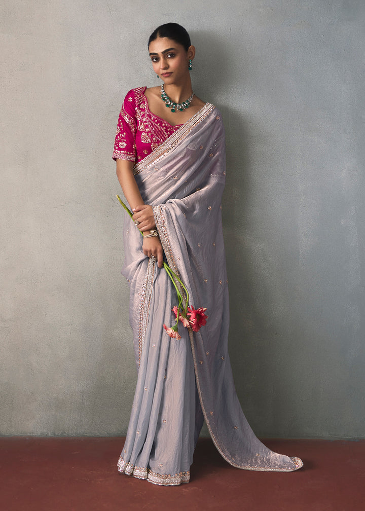 Buy Now Lavender Traditional Border Detailing Designer Saree Online in US, UK, Canada, France, Germany, Denmark, Sweden, Australia, UAE &amp; Worldwide at Empress.
