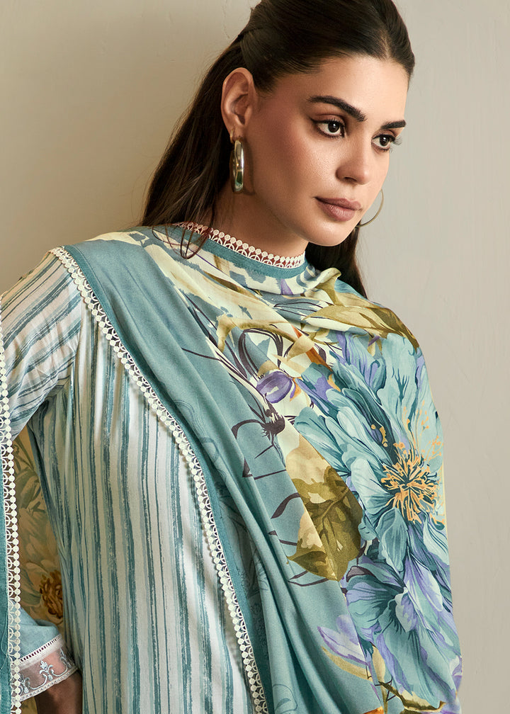 Buy Now Off White & Blue Embroidered Festive Wear Salwar Suit Online in USA, UK, Canada, Germany, Italy, France, Austria, UAE & Worldwide at Empress Clothing.