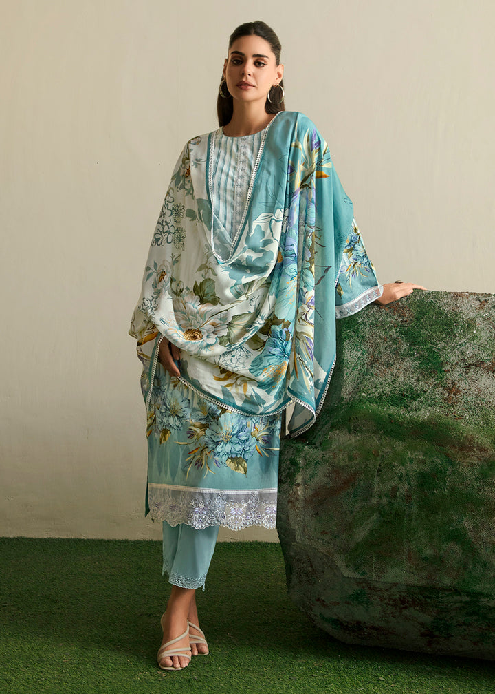 Buy Now Off White & Blue Embroidered Festive Wear Salwar Suit Online in USA, UK, Canada, Germany, Italy, France, Austria, UAE & Worldwide at Empress Clothing.