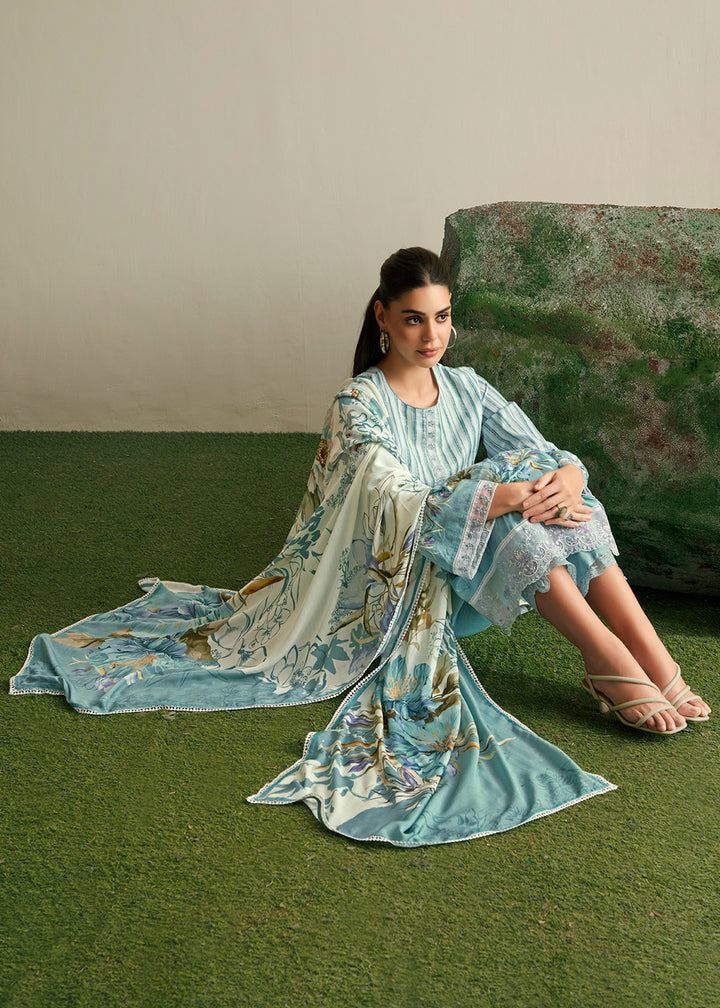 Buy Now Off White & Blue Embroidered Festive Wear Salwar Suit Online in USA, UK, Canada, Germany, Italy, France, Austria, UAE & Worldwide at Empress Clothing.