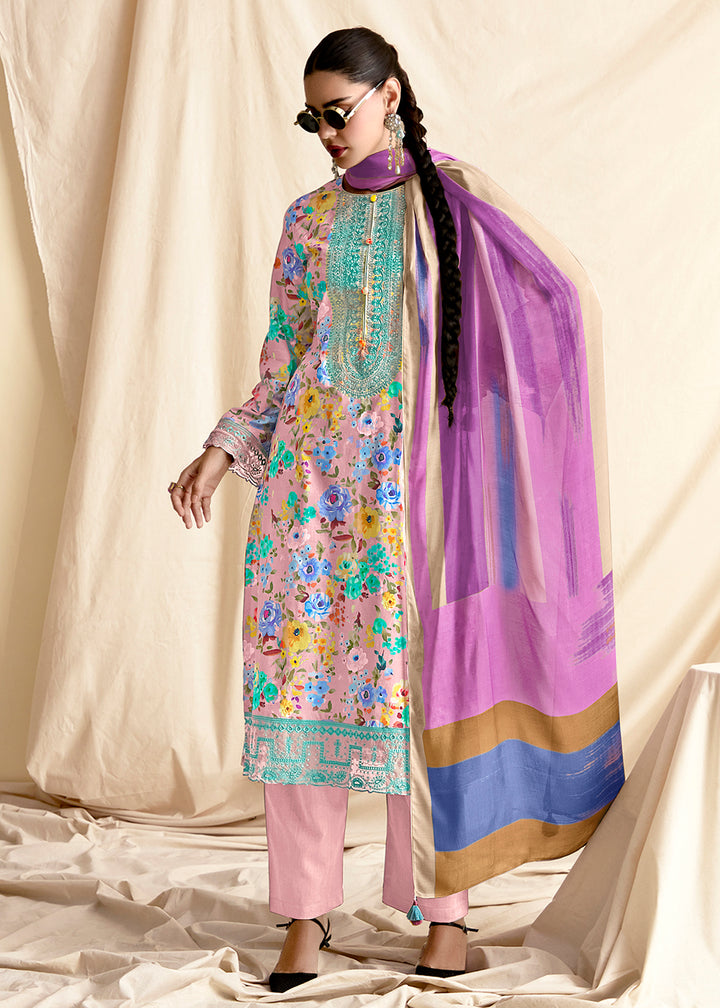 Buy Now Blush Pink Pure Lawn Resham & Digital Printed Salwar Suit Online in USA, UK, Canada, Germany, Italy, France, Austria & Worldwide at Empress Clothing.