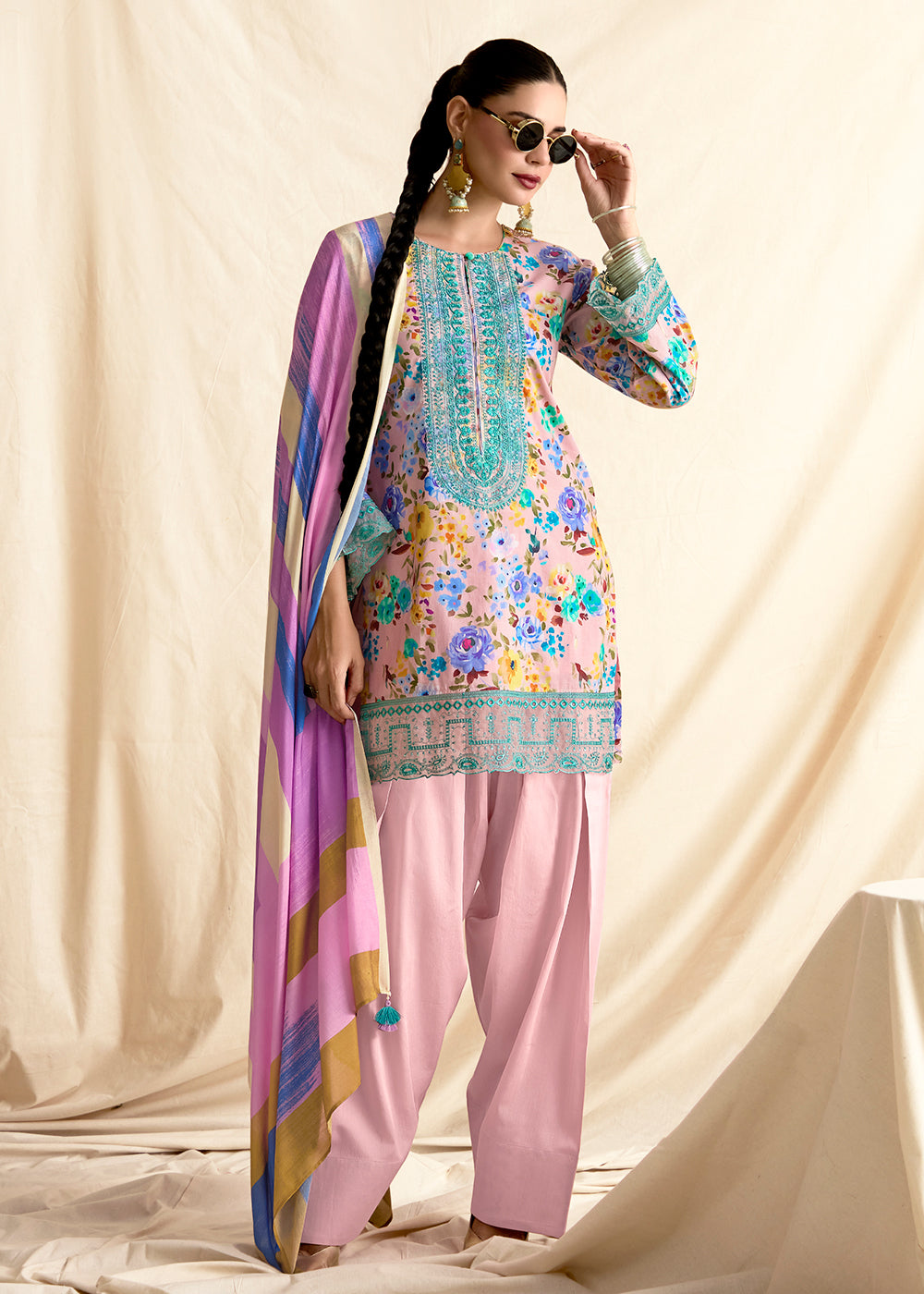 Buy Now Blush Pink Pure Lawn Resham & Digital Printed Salwar Suit Online in USA, UK, Canada, Germany, Italy, France, Austria & Worldwide at Empress Clothing.