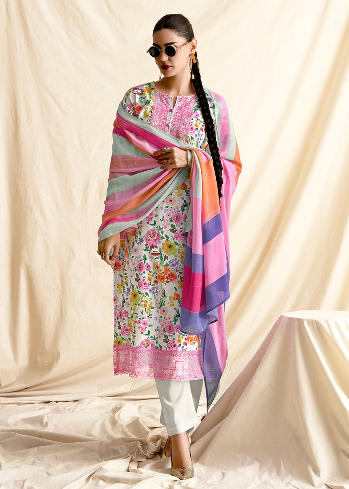 Buy Now White Pure Lawn Resham & Digital Printed Salwar Suit Online in USA, UK, Canada, Germany, Italy, France, Austria, UAE & Worldwide at Empress Clothing.