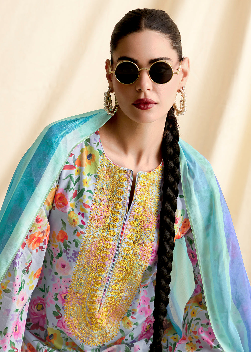 Buy Now Aqua Blue Pure Lawn Resham & Digital Printed Salwar Suit Online in USA, UK, Canada, Germany, Italy, France, Austria, UAE & Worldwide at Empress Clothing.