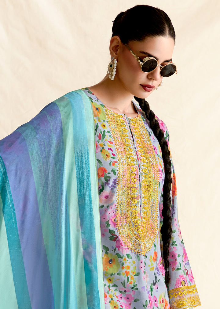 Buy Now Aqua Blue Pure Lawn Resham & Digital Printed Salwar Suit Online in USA, UK, Canada, Germany, Italy, France, Austria, UAE & Worldwide at Empress Clothing.