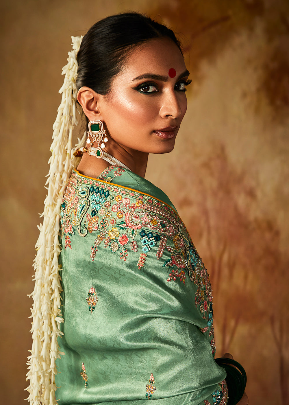 Buy Now Sea Green Wedding Wear Embroidered Kanjivaram Silk Saree Online in USA, UK, Canada & Worldwide at Empress Clothing. 