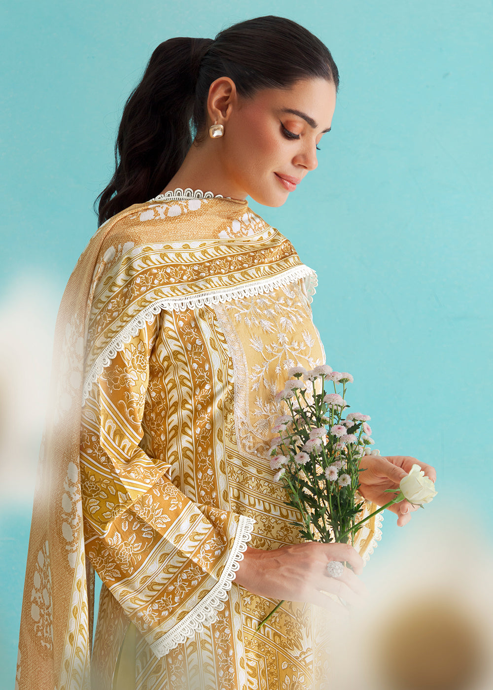 Buy Now Gorgeous Yellow Lawn Embroidered Festive Salwar Suit Online in USA, UK, Canada, Germany, Italy, France, Austria, UAE & Worldwide at Empress Clothing.