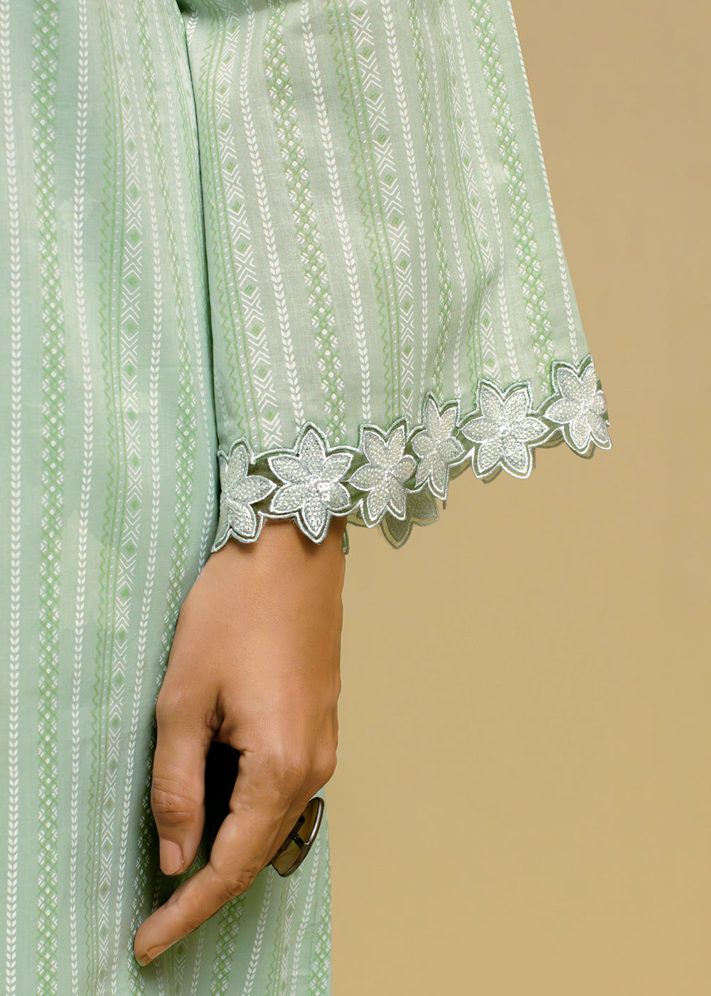 Buy Now Green Cotton Lawn Khadi Printed Festive Salwar Suit Online in USA, UK, Canada, Germany, Italy, France, Austria, UAE & Worldwide at Empress Clothing.