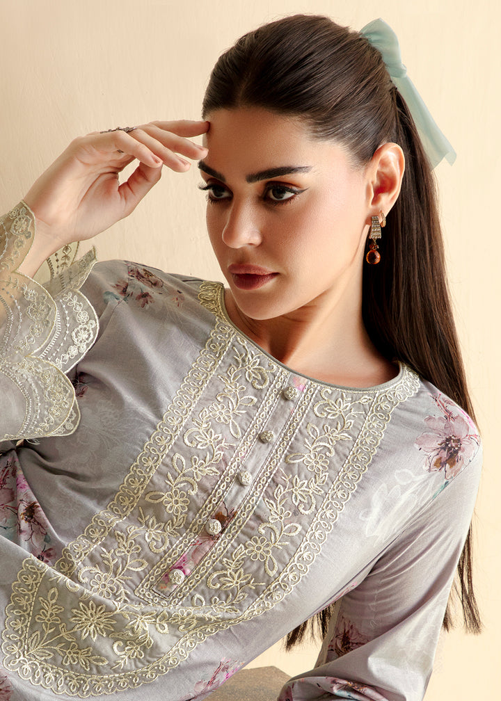 Buy Now Pure Lawn Ash Grey Embroidered Festive Salwar Suit Online in USA, UK, Canada, Germany, Italy, France, Austria, UAE & Worldwide at Empress Clothing.