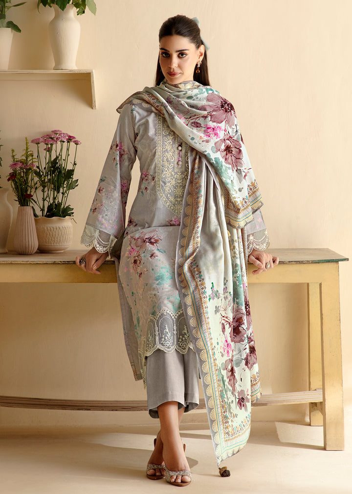 Buy Now Pure Lawn Ash Grey Embroidered Festive Salwar Suit Online in USA, UK, Canada, Germany, Italy, France, Austria, UAE & Worldwide at Empress Clothing.