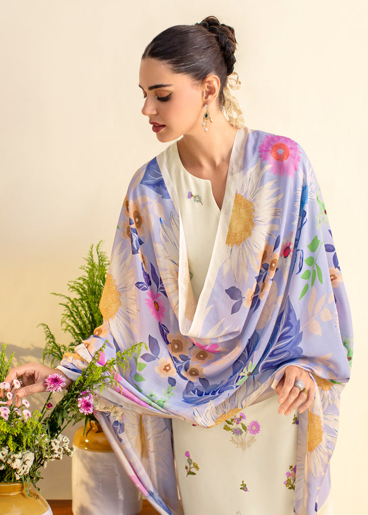 Buy Now Off White Lawn Material Embroidered Festive Salwar Suit Online in USA, UK, Canada, Germany, Italy, France, Austria, UAE & Worldwide at Empress Clothing.