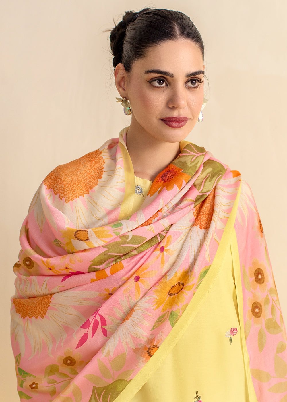 Buy Now Yellow Lawn Material Embroidered Festive Salwar Suit Online in USA, UK, Canada, Germany, Italy, France, Austria, UAE & Worldwide at Empress Clothing.