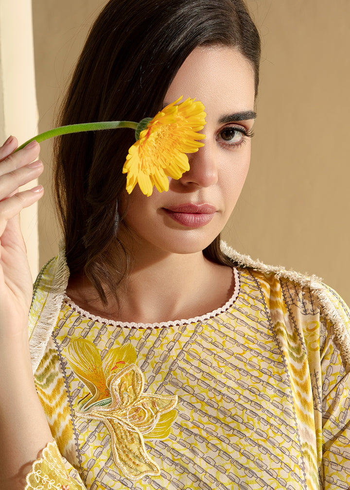 Buy Now Yellow Cotton Lawn Digital Printed Festive Salwar Suit Online in USA, UK, Canada, Germany, Italy, France, Austria, UAE & Worldwide at Empress Clothing.