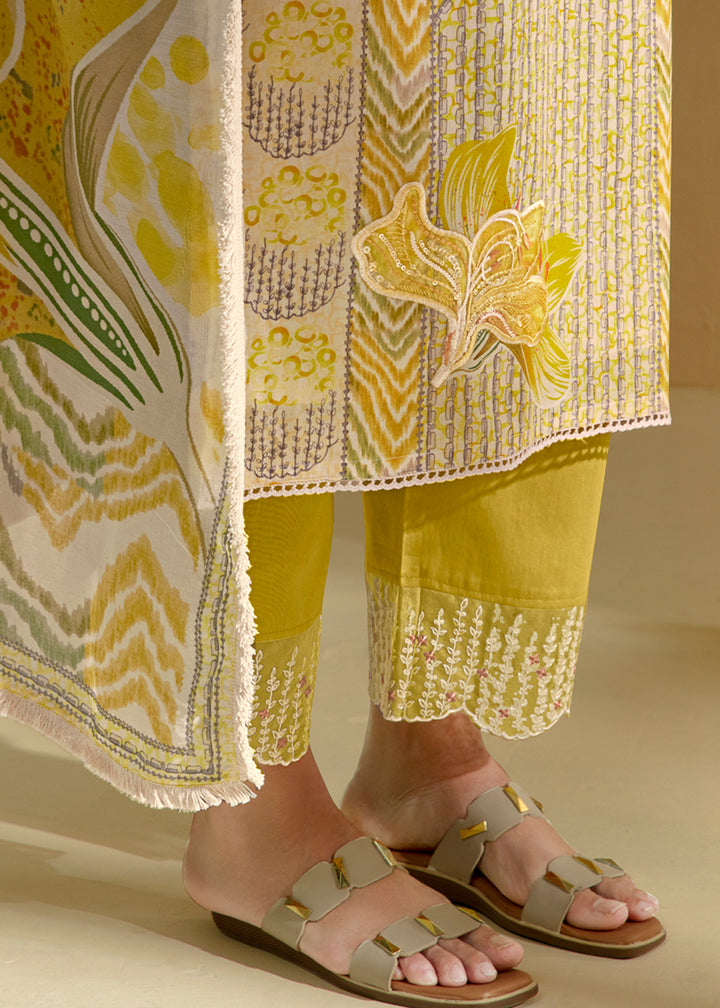 Buy Now Yellow Cotton Lawn Digital Printed Festive Salwar Suit Online in USA, UK, Canada, Germany, Italy, France, Austria, UAE & Worldwide at Empress Clothing.