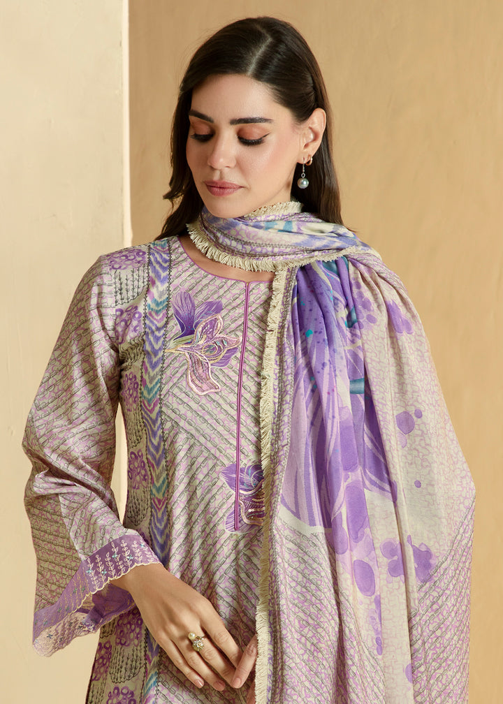 Buy Now Purple Cotton Lawn Digital Printed Festive Salwar Suit Online in USA, UK, Canada, Germany, Italy, France, Austria, UAE & Worldwide at Empress Clothing.