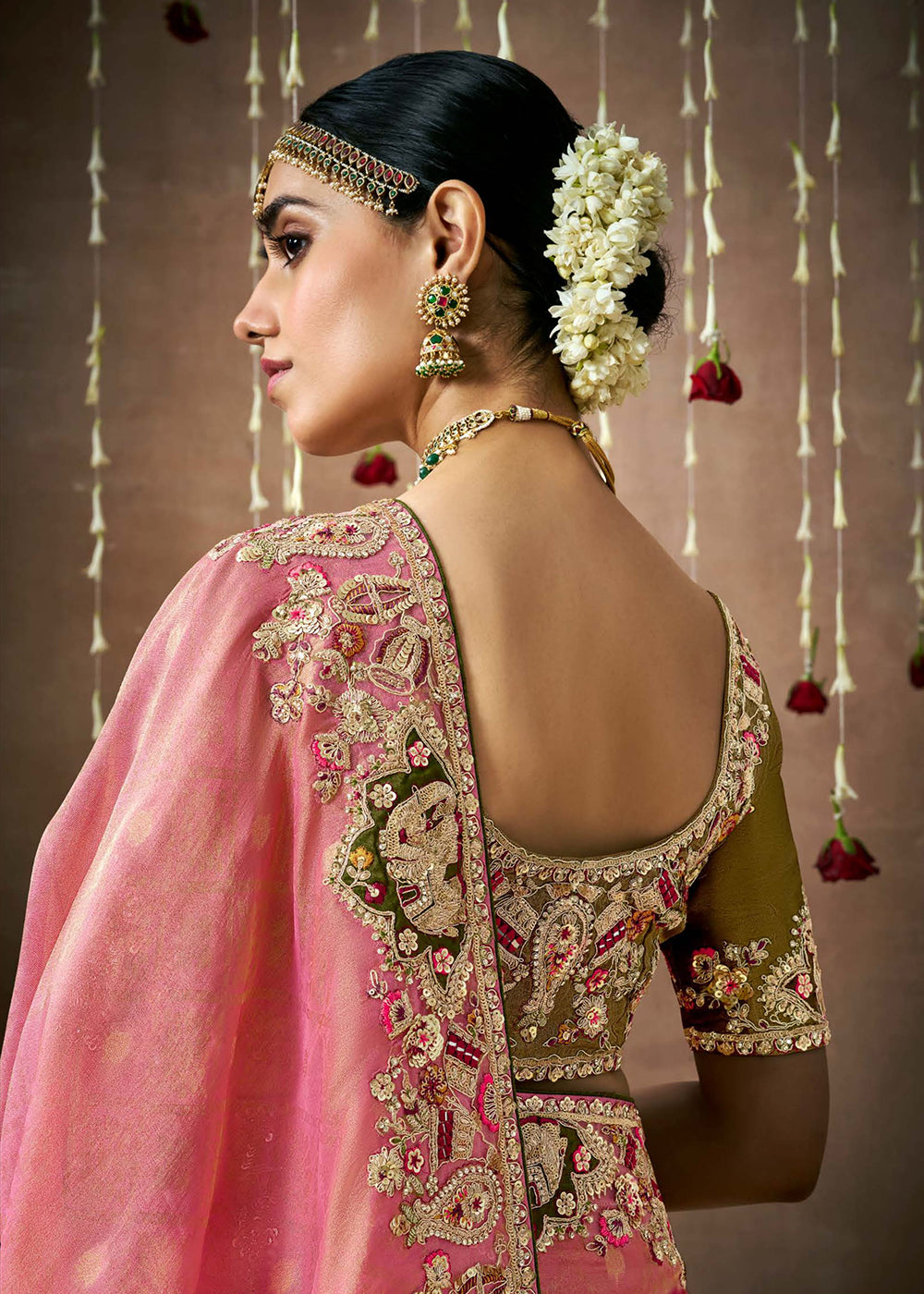 Buy Now Dusty Pink Embroidered Silk Wedding Wear Saree Online in USA, UK, France, Germany, Canada & Worldwide at Empress Clothing. 