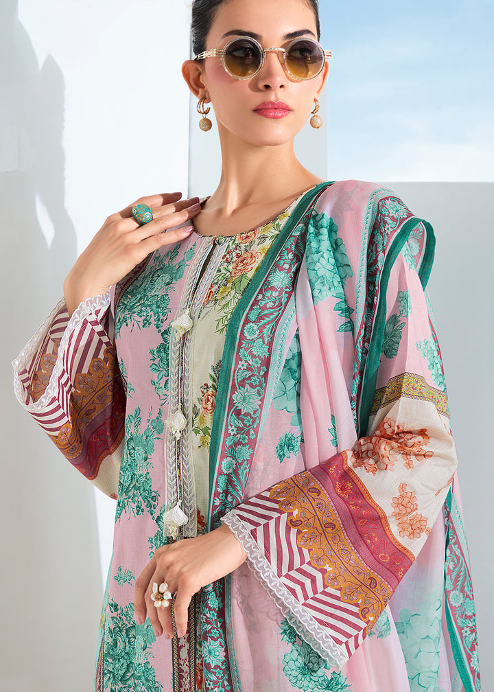 Buy Now Pink Multicolor Digital Printed Festive Pant Style Suit Online in USA, UK, Canada, Germany, Italy, France, Austria & Worldwide at Empress Clothing.