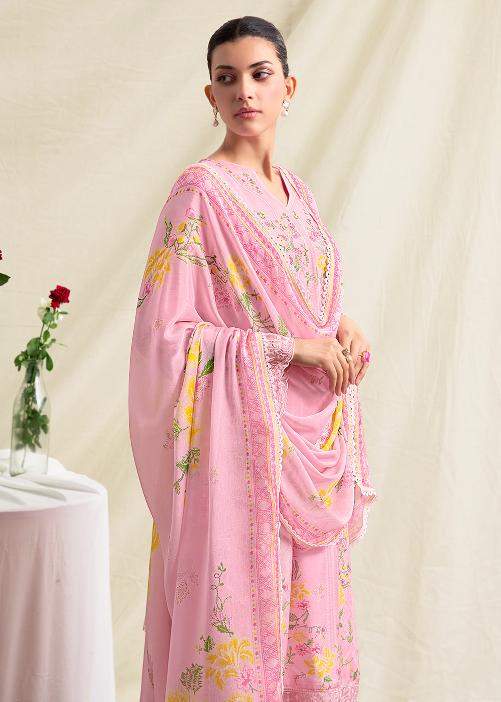 Buy Now Pink Resham Embroidery & Digital Printed Salwar Suit Online in US, UK, Canada, Germany, Italy, France, Australia, Kuwait & Worldwide at Empress Clothing