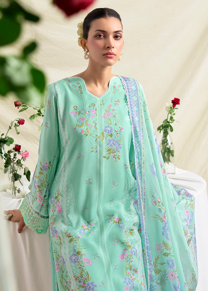 Buy Now Turquoise Resham Embroidery & Digital Printed Salwar Suit Online in US, UK, Canada, Germany, Italy, France, Australia & Worldwide at Empress Clothing.