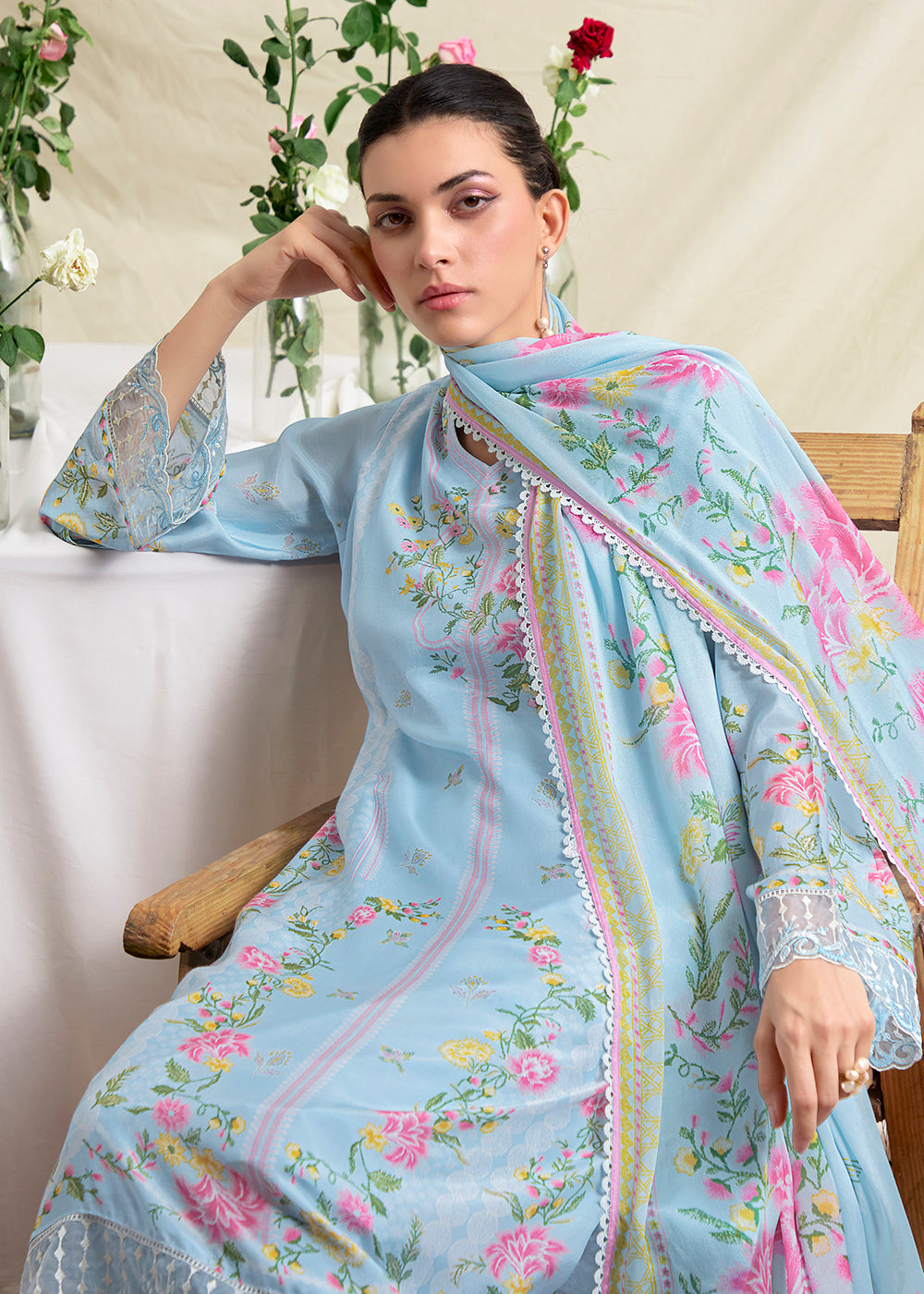 Buy Now Blue Resham Embroidery & Digital Printed Salwar Suit Online in US, UK, Canada, Germany, Italy, France, Australia, UAE & Worldwide at Empress Clothing.
