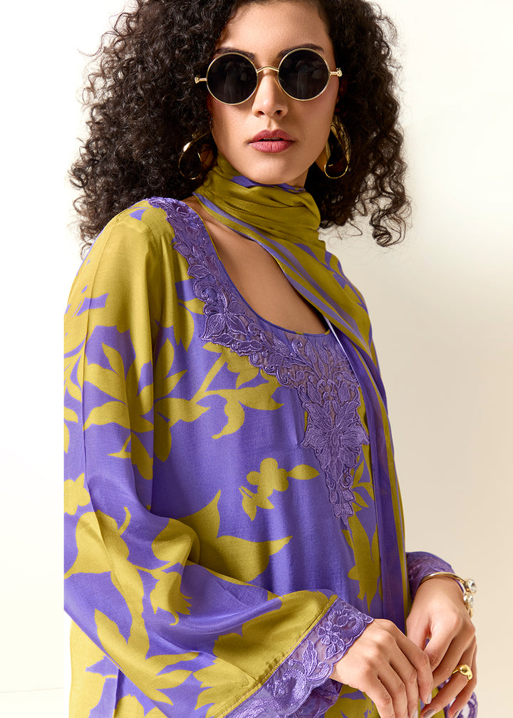 Buy Now Purple  Pure Muslin Floral Printed Trendy Salwar Suit Online in US, UK, Canada, Germany, Italy, France, Australia, Norway, UAE & Worldwide at Empress.