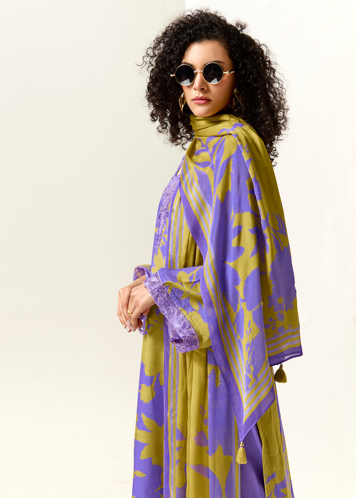 Buy Now Purple  Pure Muslin Floral Printed Trendy Salwar Suit Online in US, UK, Canada, Germany, Italy, France, Australia, Norway, UAE & Worldwide at Empress.