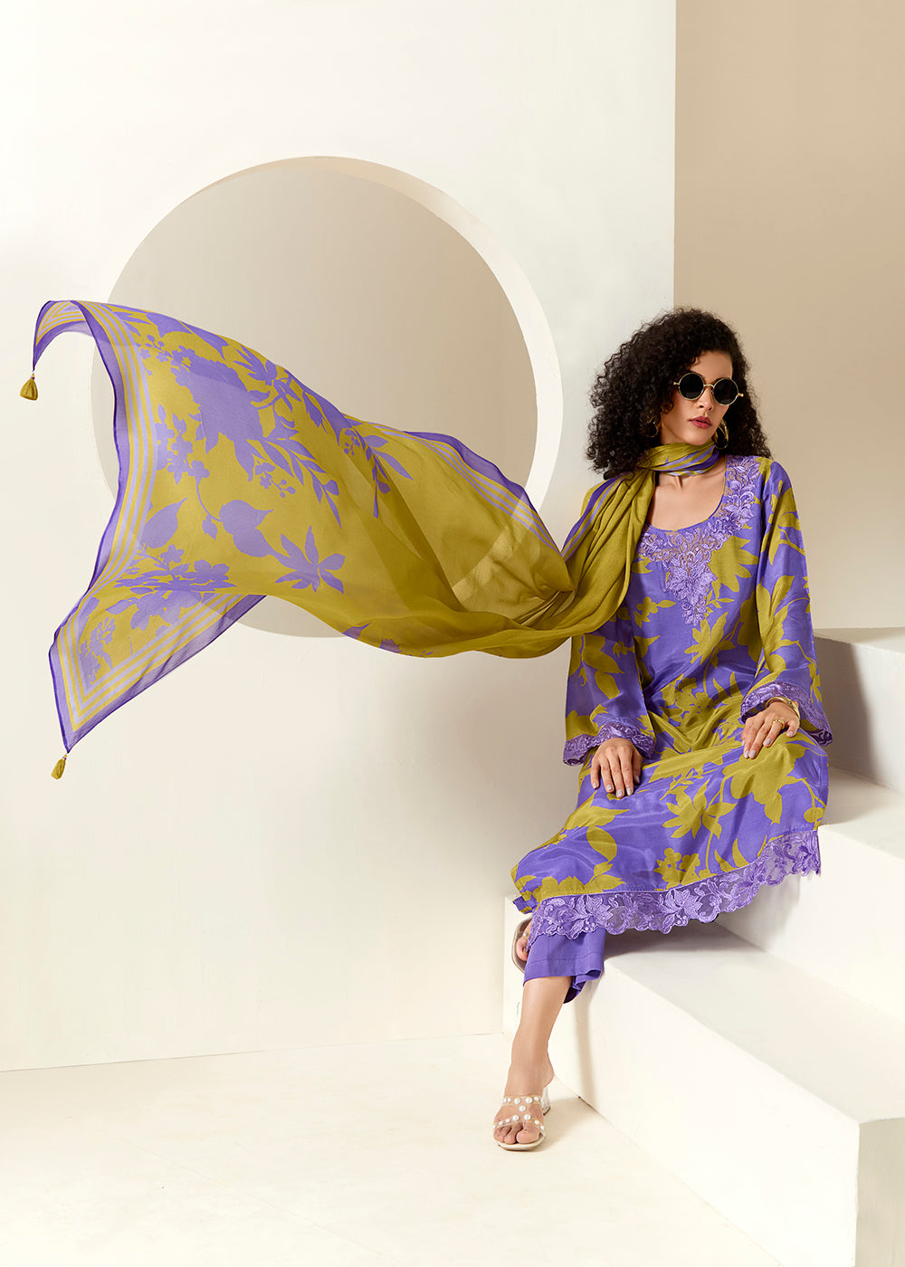 Buy Now Purple  Pure Muslin Floral Printed Trendy Salwar Suit Online in US, UK, Canada, Germany, Italy, France, Australia, Norway, UAE & Worldwide at Empress.