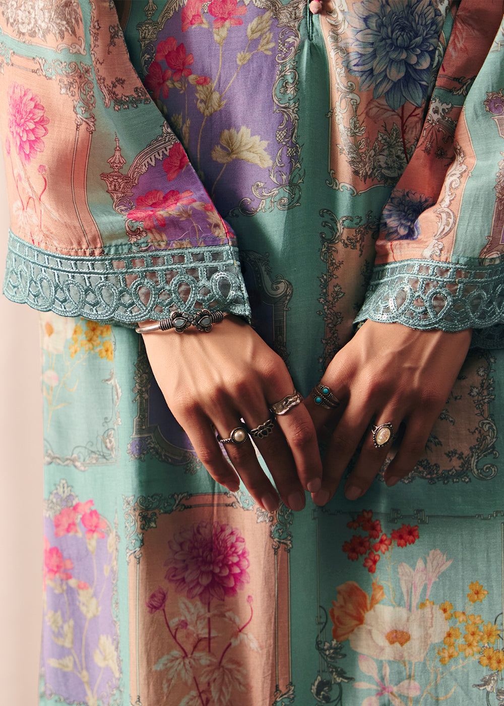 Buy Now Blue Floral Printed Muslin Pant Style Salwar Suit Online in US, UK, Canada, Germany, Italy, France, Australia, Denmark & Worldwide at Empress Clothing.