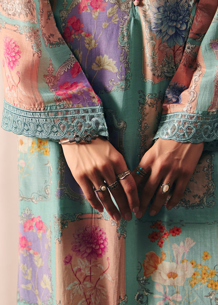 Buy Now Blue Floral Printed Muslin Pant Style Salwar Suit Online in US, UK, Canada, Germany, Italy, France, Australia, Denmark & Worldwide at Empress Clothing.