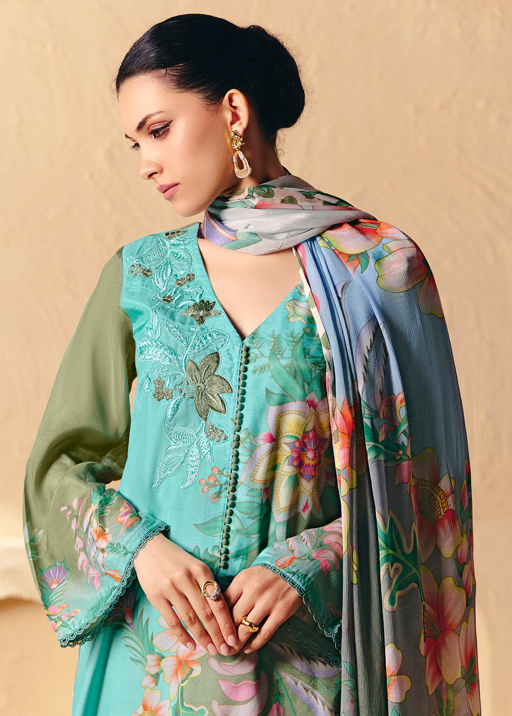 Buy Now Trendy Aqua Blue Printed Pant Style Salwar Suit Online in US, UK, Canada, Germany, Italy, France, Australia, Denmark & Worldwide at Empress Clothing.