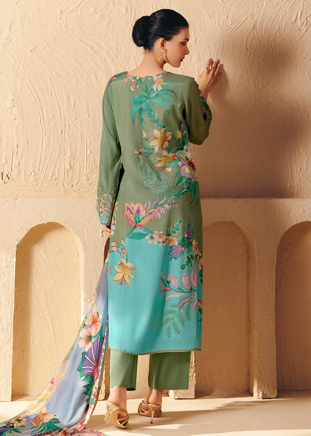 Buy Now Trendy Aqua Blue Printed Pant Style Salwar Suit Online in US, UK, Canada, Germany, Italy, France, Australia, Denmark & Worldwide at Empress Clothing.