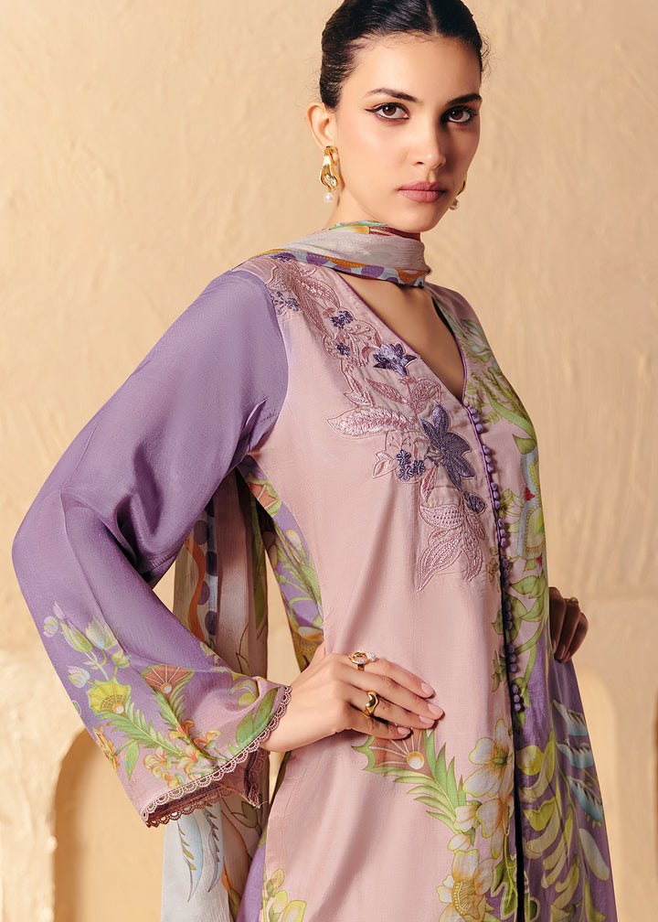 Buy Now Trendy Lavender Printed Pant Style Salwar Suit Online in US, UK, Canada, Germany, Italy, France, Australia, Denmark & Worldwide at Empress Clothing.
