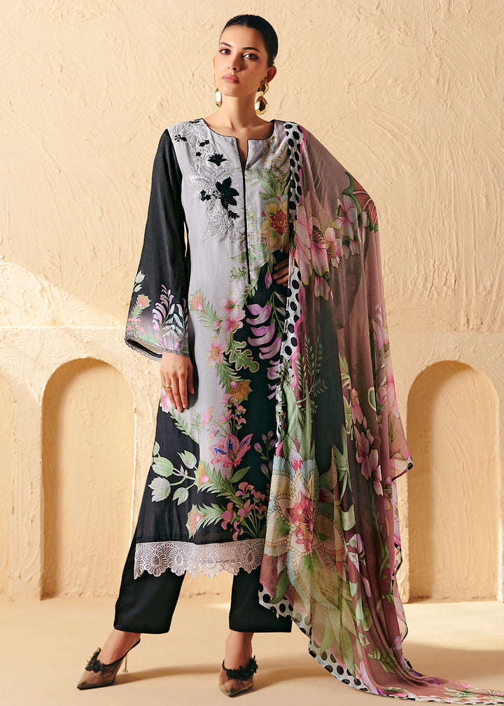 Buy Now Trendy Black Printed Pant Style Salwar Suit Online in US, UK, Canada, Germany, Italy, France, Australia, Denmark & Worldwide at Empress Clothing.