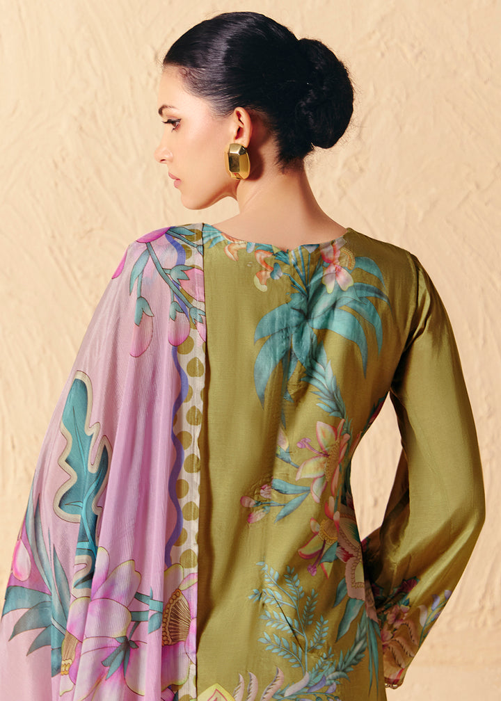 Buy Now Trendy Green Printed Pant Style Salwar Suit Online in US, UK, Canada, Germany, Italy, France, Australia, Denmark & Worldwide at Empress Clothing.