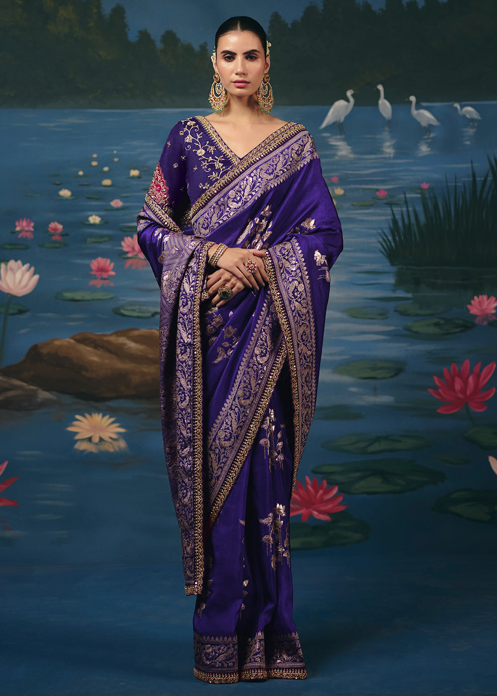 Buy Now Purple Dola Silk Beautiful Handwork Festive Wear Saree Set Online in US, UK, Canada, France, Germany, Denmark, Sweden, Austria &amp; Worldwide at Empress.