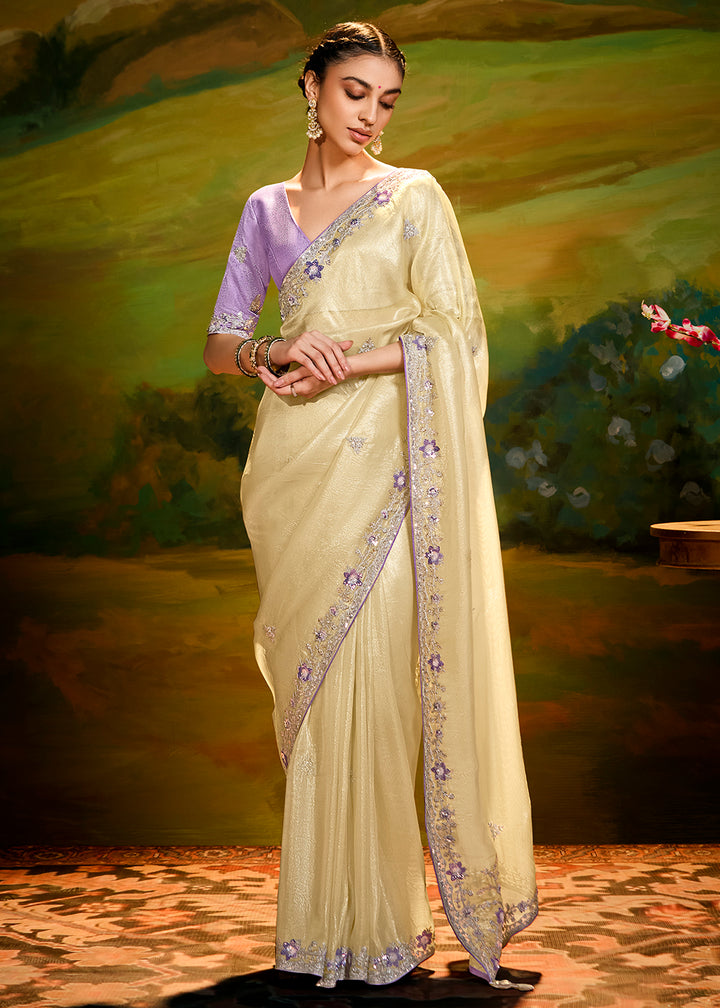 Buy Fancy Fabric Beige Festie Party Designer Saree Online in USA, UK, Canada, Spain, France, Germany, Italy, Austria, UAE & Worldwide at Empress Clothing.