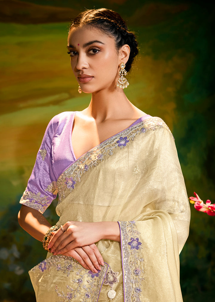 Buy Fancy Fabric Beige Festie Party Designer Saree Online in USA, UK, Canada, Spain, France, Germany, Italy, Austria, UAE & Worldwide at Empress Clothing.