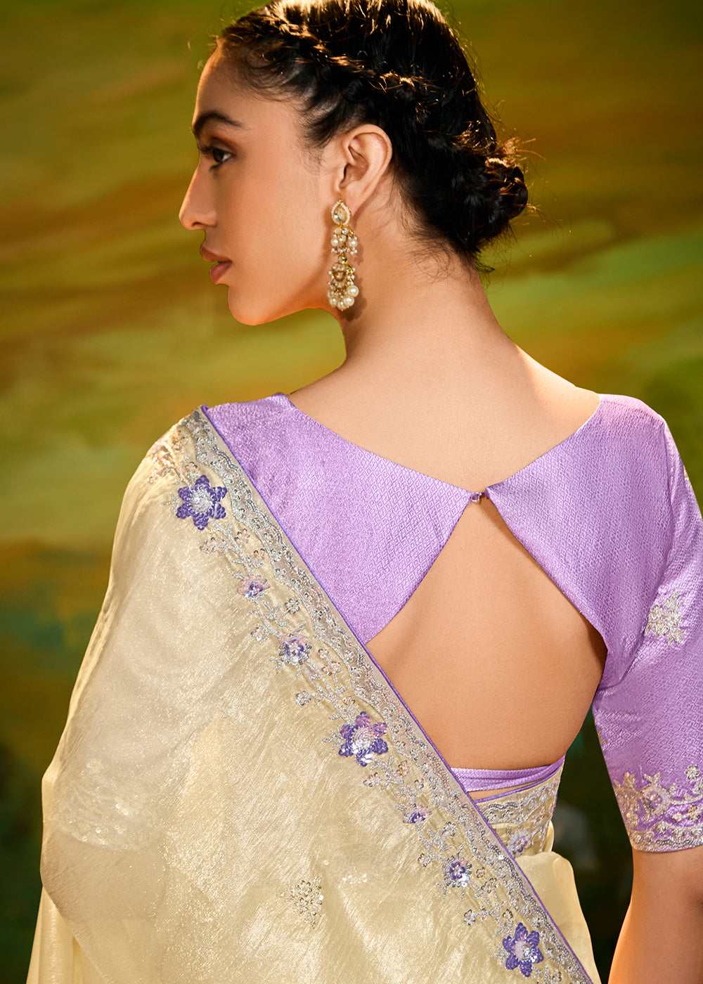 Buy Fancy Fabric Beige Festie Party Designer Saree Online in USA, UK, Canada, Spain, France, Germany, Italy, Austria, UAE & Worldwide at Empress Clothing.