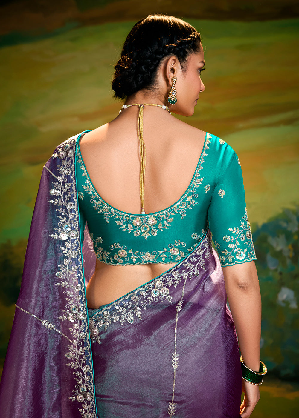 Buy Fancy Fabric Purple Festie Party Designer Saree Online in USA, UK, Canada, Spain, France, Germany, Italy, Austria, UAE & Worldwide at Empress Clothing.