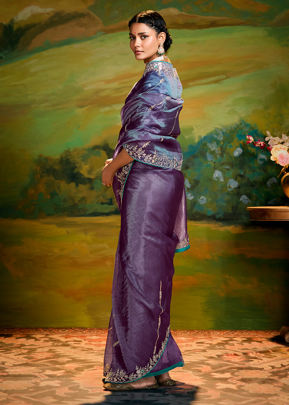 Buy Fancy Fabric Purple Festie Party Designer Saree Online in USA, UK, Canada, Spain, France, Germany, Italy, Austria, UAE & Worldwide at Empress Clothing.