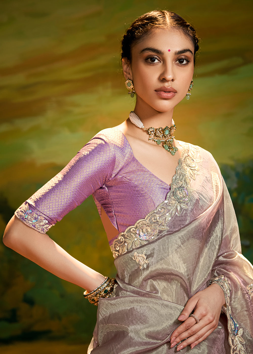 Buy Fancy Fabric Dusty Grey Festie Party Designer Saree Online in USA, UK, Canada, Spain, France, Germany, Italy, Austria, UAE & Worldwide at Empress Clothing.