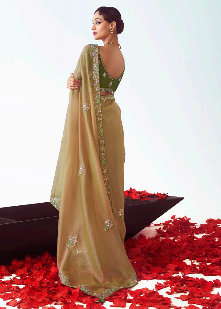 Buy Yellow & Green Fancy Fabric Embroidered Designer Saree Online in USA, UK, Canada, France, Germany, Italy, Denmark, UAE, Singapore & Worldwide at Empress.